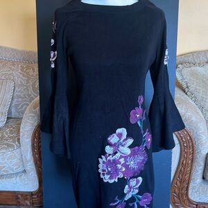 INC International Concepts Black and Purple Asymmetrical Sheath Dress